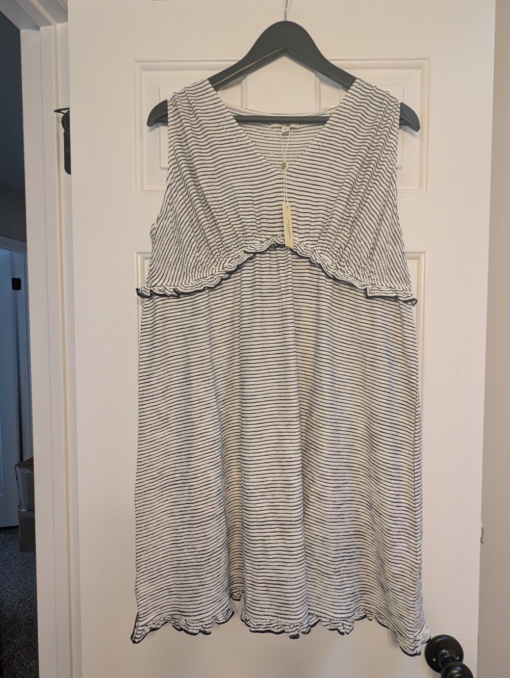 Max Studio London Babydoll Tunic Swing Mini Dress In black And White 1X NEW